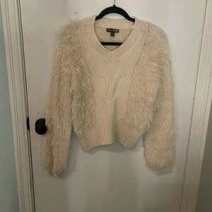 Jaded London Textured Cream V-Neck Sweater